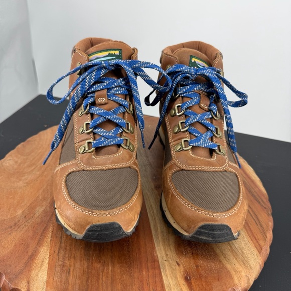L.L. Bean Katahdin waterproof- Brown Blue laces Hiking Boots Rugged tek 2.5 sz 7 - Picture 4 of 11